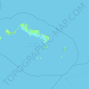 Turks and Caicos Islands topographic map, elevation, terrain