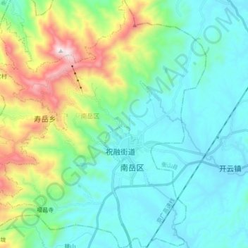 南岳镇 topographic map, elevation, terrain