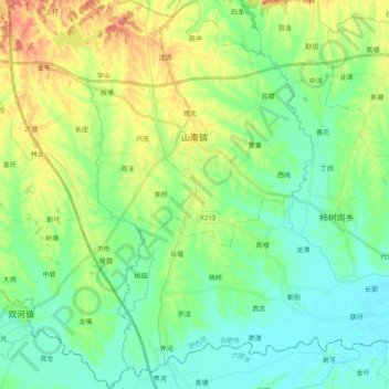 山南镇 topographic map, elevation, terrain