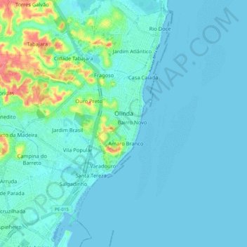 Olinda topographic map, elevation, terrain