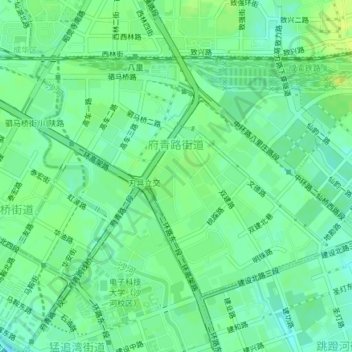 府青路街道 topographic map, elevation, terrain