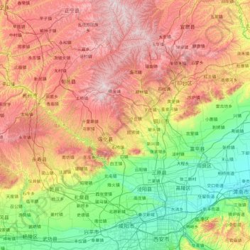咸阳市 topographic map, elevation, terrain
