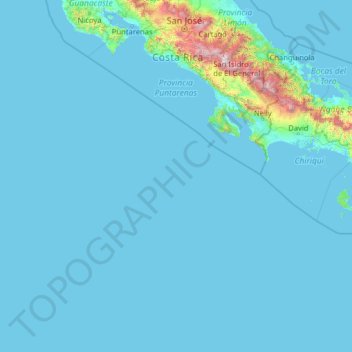 Provincia Puntarenas topographic map, elevation, terrain