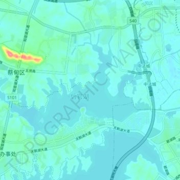 知音湖 topographic map, elevation, terrain