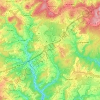 Ulmen topographic map, elevation, terrain