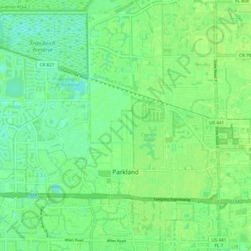 Parkland topographic map, elevation, terrain