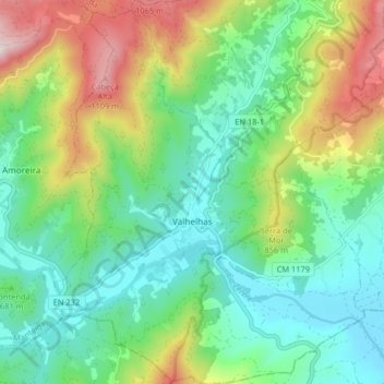 Valhelhas topographic map, elevation, terrain