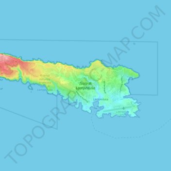 Île de Lampedusa topographic map, elevation, terrain