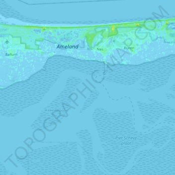 Nes topographic map, elevation, terrain