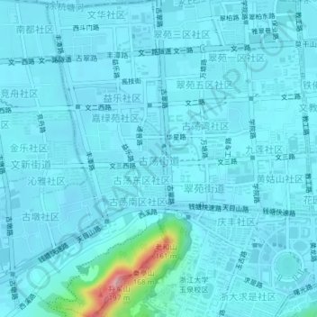 古荡街道 topographic map, elevation, terrain