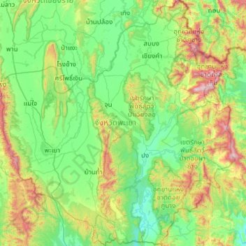 Phayao Province topographic map, elevation, terrain