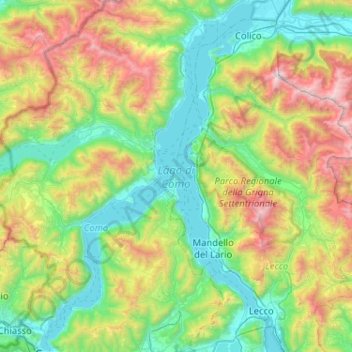 Lago di Como topographic map, elevation, terrain