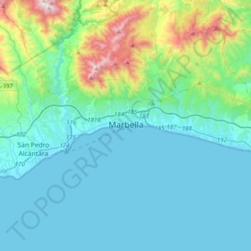 Marbella topographic map, elevation, terrain