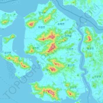 Ganghwa Island topographic map, elevation, terrain