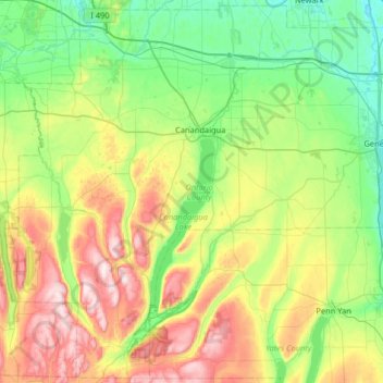 Ontario County topographic map, elevation, terrain