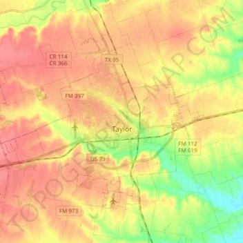 Taylor topographic map, elevation, terrain