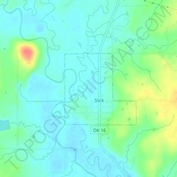 Slick topographic map, elevation, terrain