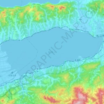 宍道湖 topographic map, elevation, terrain