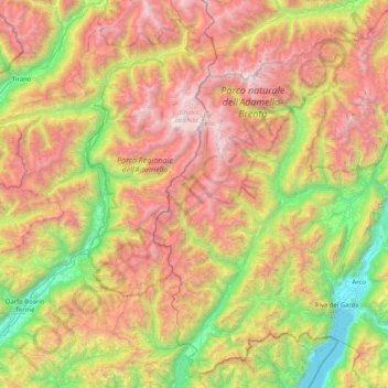 Adamello-Presanella Alps topographic map, elevation, terrain