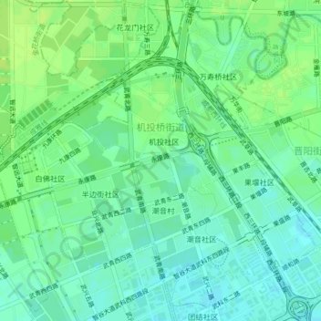 机投桥街道 topographic map, elevation, terrain