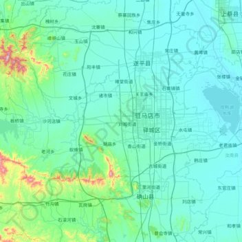 驿城区 topographic map, elevation, terrain