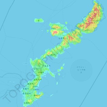 沖縄本島 topographic map, elevation, terrain