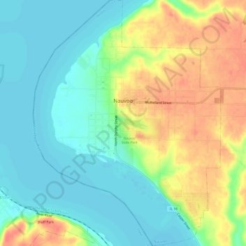 Nauvoo topographic map, elevation, terrain