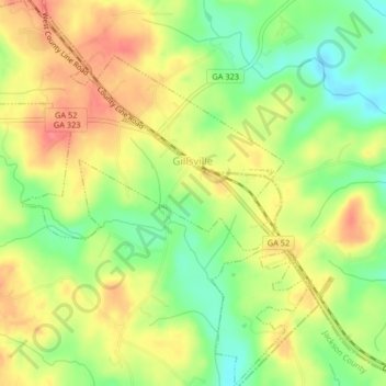 Gillsville topographic map, elevation, terrain