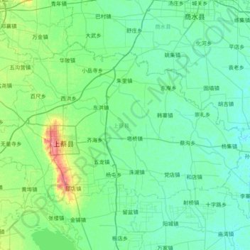 上蔡县 topographic map, elevation, terrain