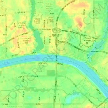 上尧街道 topographic map, elevation, terrain