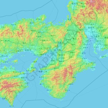 近畿地方 topographic map, elevation, terrain
