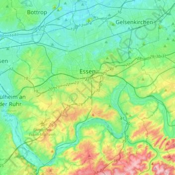 Essen topographic map, elevation, terrain