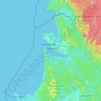 Estuaire Province topographic map, elevation, terrain