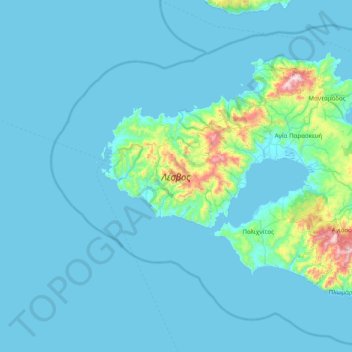 Lesbos topographic map, elevation, terrain