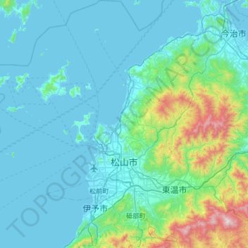 松山市 topographic map, elevation, terrain