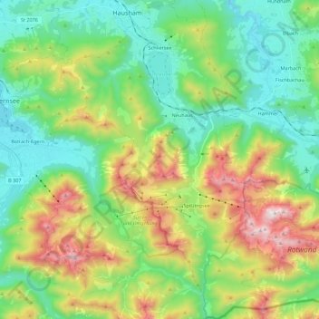 Schliersee topographic map, elevation, terrain