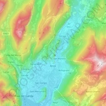 Arco topographic map, elevation, terrain