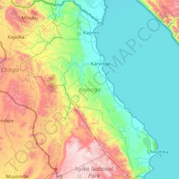 Karonga topographic map, elevation, terrain