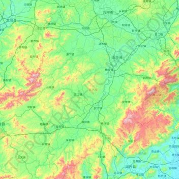 五华县 topographic map, elevation, terrain