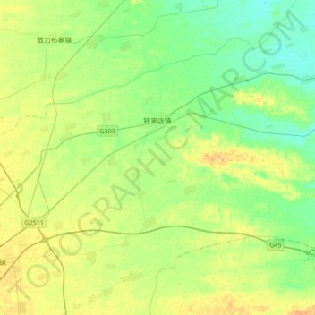 钱家店镇 topographic map, elevation, terrain