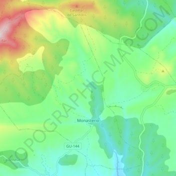 Monasterio topographic map, elevation, terrain