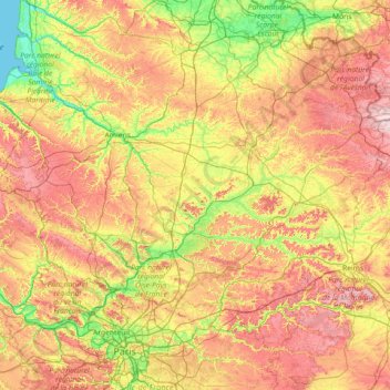 Picardía topographic map, elevation, terrain