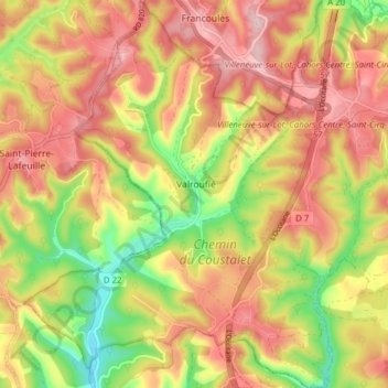 Valroufié topographic map, elevation, terrain