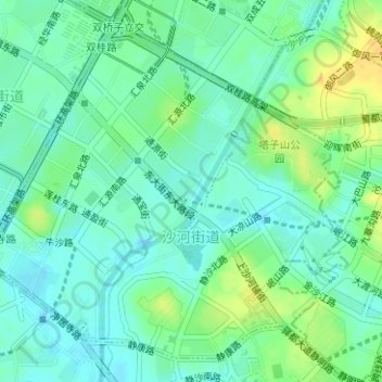 沙河街道 topographic map, elevation, terrain