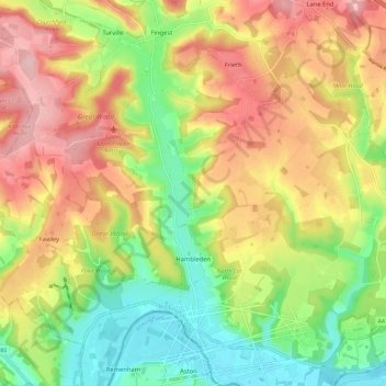 Hambleden topographic map, elevation, terrain