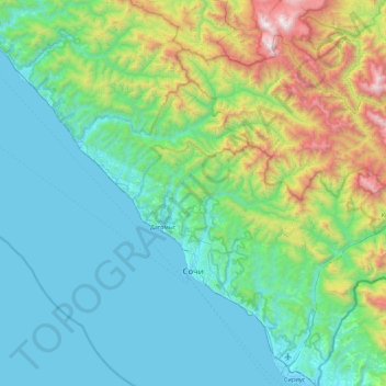 Sotschi topographic map, elevation, terrain