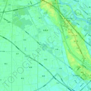 南蔡乡 topographic map, elevation, terrain