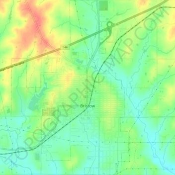 Bristow topographic map, elevation, terrain