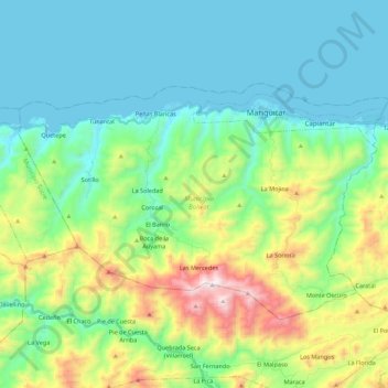 Municipio Bolívar topographic map, elevation, terrain