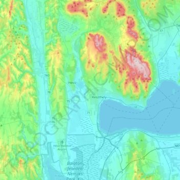 Komitat Zala topographic map, elevation, terrain